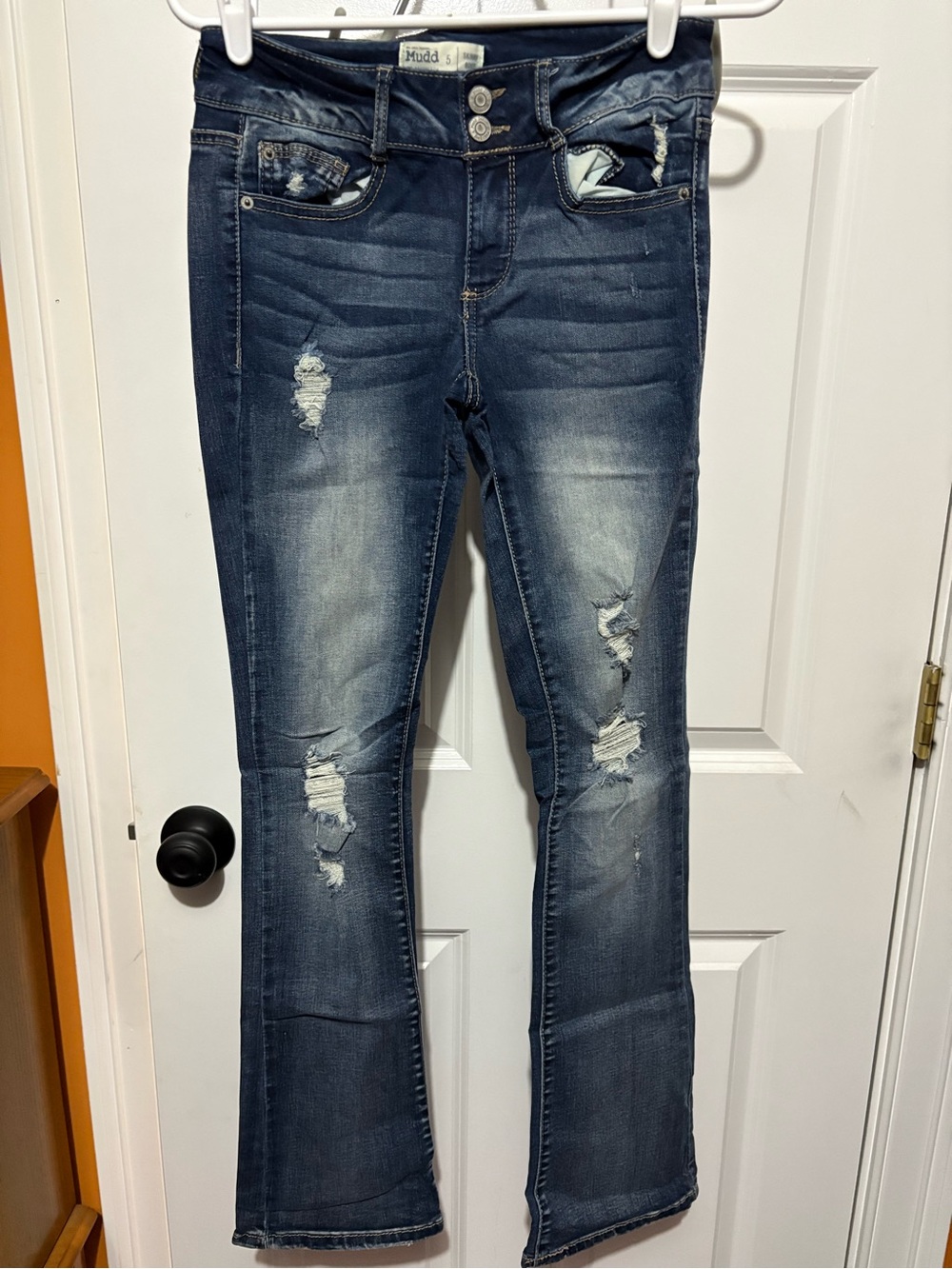 Mudd Dark Blue Distressed Flare Jeans